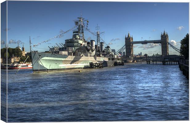 HMS Belfast and Tower Bridge Canvas Print by Chris Day