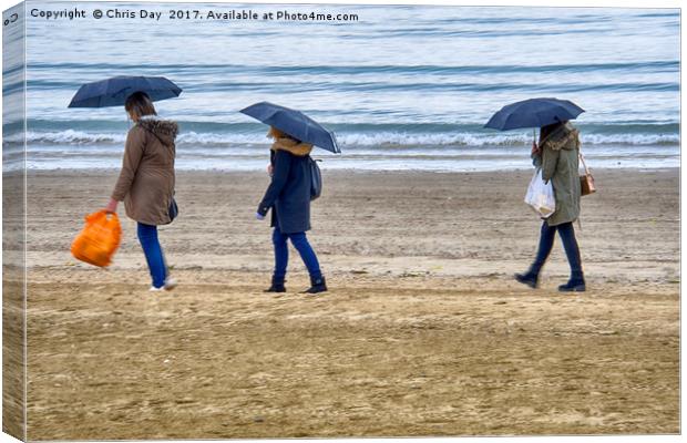 Summer Evening Stroll on Weymouth Beach Canvas Print by Chris Day