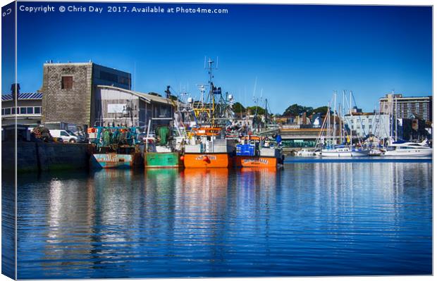 Sutton Harbour Canvas Print by Chris Day