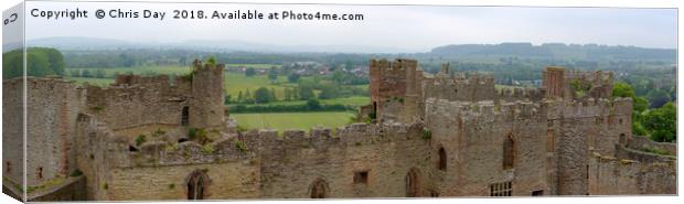 Panoramic View from Ludlow Castle Canvas Print by Chris Day