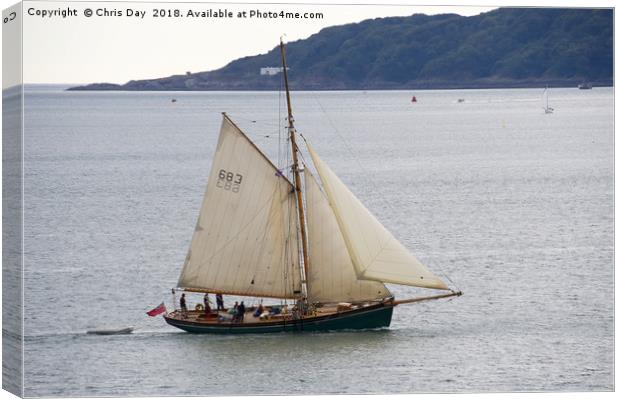 Yacht on Plymouth Sound Canvas Print by Chris Day