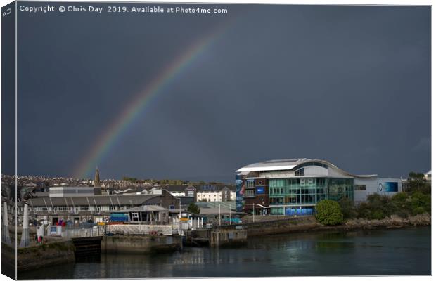 Rainbow Over Sutton Harbour Canvas Print by Chris Day