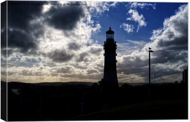 Smeatons Tower Silhouette Canvas Print by Chris Day