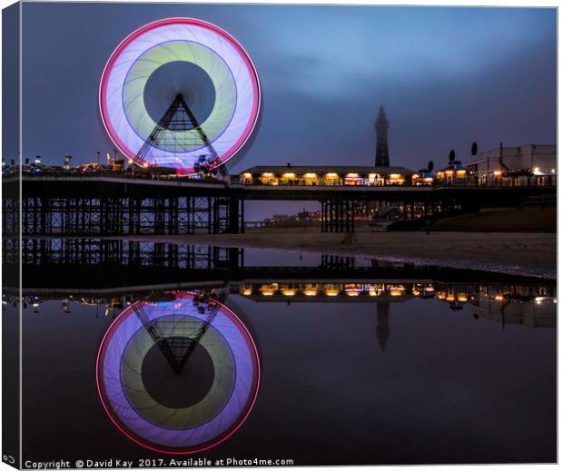 Reflections Central Pier Blackpool Canvas Print by David Kay