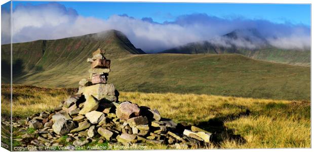 Brecon Beacons Peaks as Clouds Drift By. Canvas Print by Philip Veale