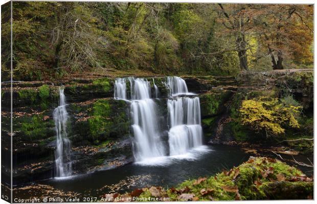 Sgwd y Pannwr on the Afon Mellte in Autumn. Canvas Print by Philip Veale