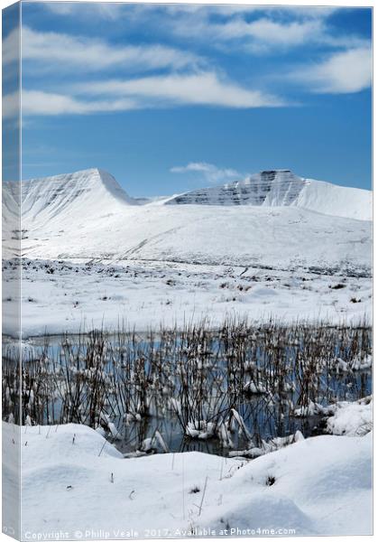 Brecon Beacons Peaks in Winter. Canvas Print by Philip Veale