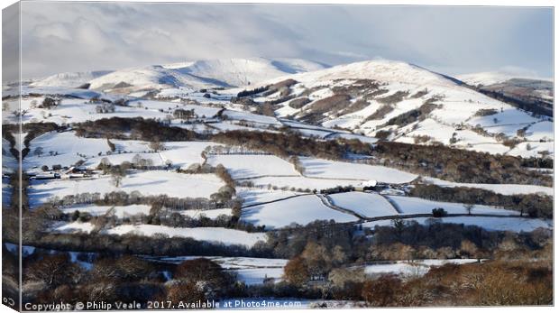 Tor y Foel and Allt Lwyd in Winter. Canvas Print by Philip Veale