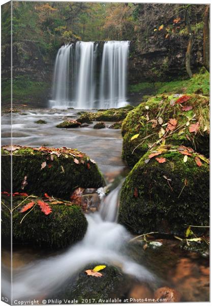 Sgwd Yr Eira in Late Autumn. Canvas Print by Philip Veale