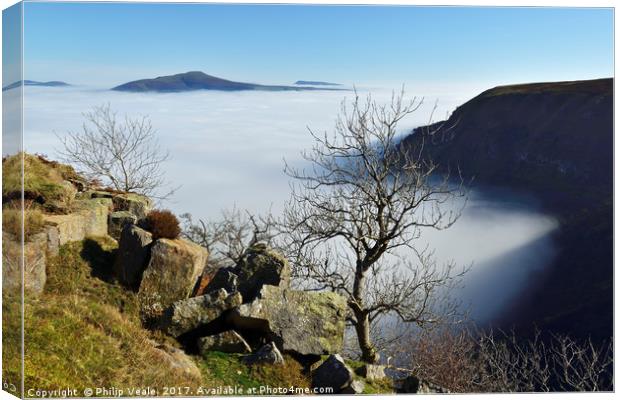 Sugar Loaf Rising Through The Inversion. Canvas Print by Philip Veale