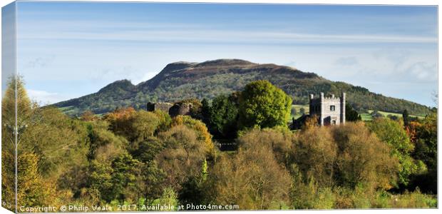 Abergavenny Castle: Autumnal Dawn Embrace Canvas Print by Philip Veale