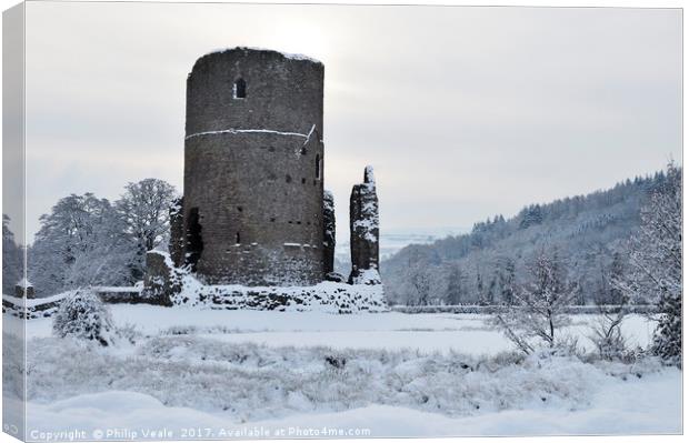 Tretower Castle Winter Wonderland. Canvas Print by Philip Veale