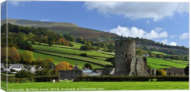 Tretower Castle in Autumn. Canvas Print by Philip Veale
