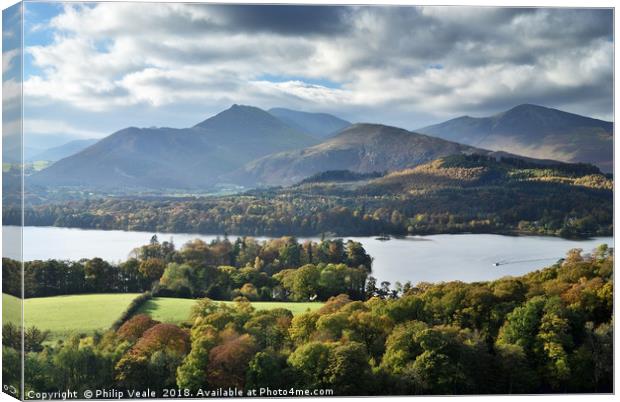 Derwent Water and Grisdale Pike Autumn. Canvas Print by Philip Veale