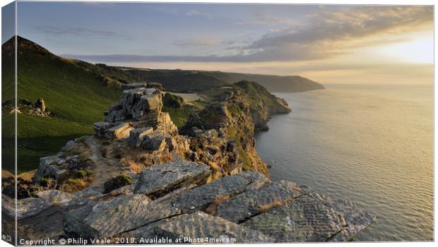 Valley of the Rocks Sunset, Lynton. Canvas Print by Philip Veale