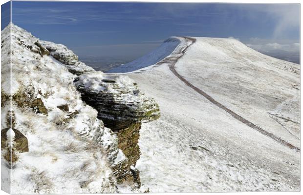 Pen y Fan from Corn Du in Winter. Canvas Print by Philip Veale