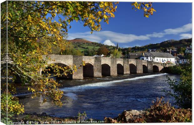 Crickhowell Bridge and Table Mountain. Canvas Print by Philip Veale