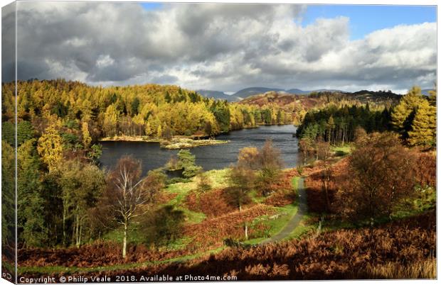 Tarn Howes in Autumn, The Lake District. Canvas Print by Philip Veale