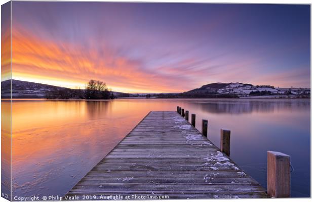 Llangorse Lake Golden Sunrise. Canvas Print by Philip Veale