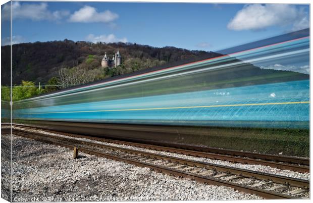 Castell Coch as Train Speeds Past. Canvas Print by Philip Veale