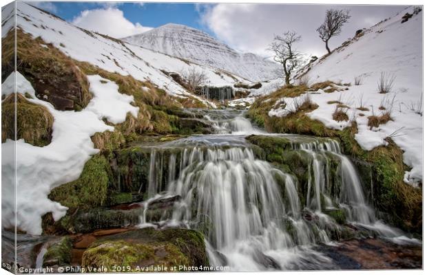 Cribyn and Nant Sere in Winter's Cloak. Canvas Print by Philip Veale