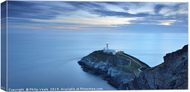South Stack Lighthouse in the Blue Hour. Canvas Print by Philip Veale