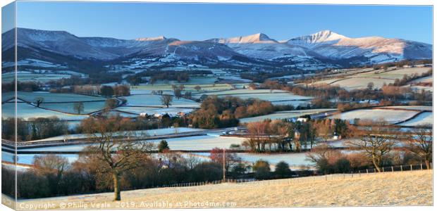 Brecon Beacons as Winter Dawn's Canvas Print by Philip Veale