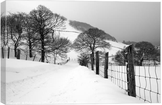 Reservoir Road Cwmtillery during heavy snowfall. Canvas Print by Philip Veale