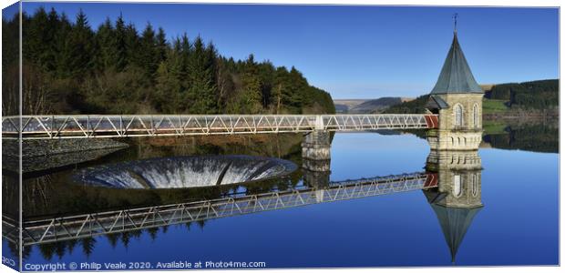 Pontsticill Reservoir Mirror-like Refection. Canvas Print by Philip Veale