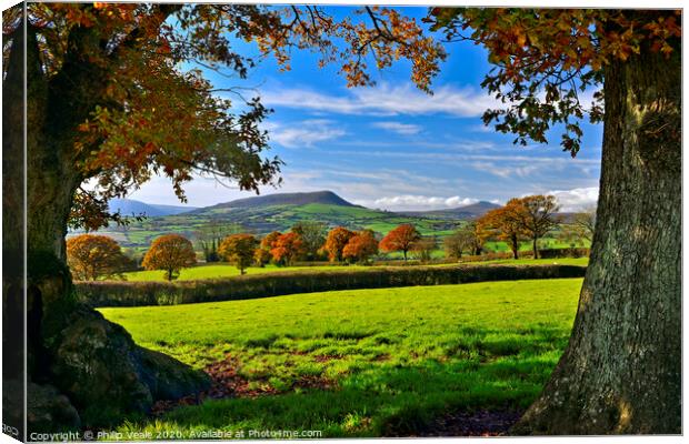 Skirrid and Sugar Loaf in an Autumn Frame. Canvas Print by Philip Veale