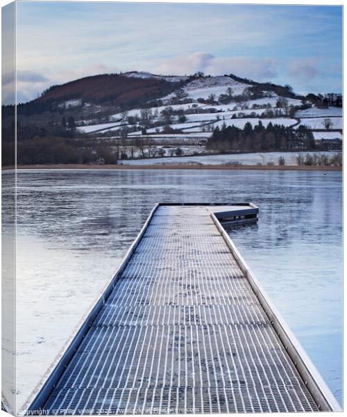 Frost-Bitten Llangorse Lake and Jetty Canvas Print by Philip Veale