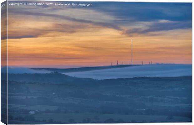 Misty Morning at Winter Hill, Lancashire, UK Canvas Print by Shafiq Khan