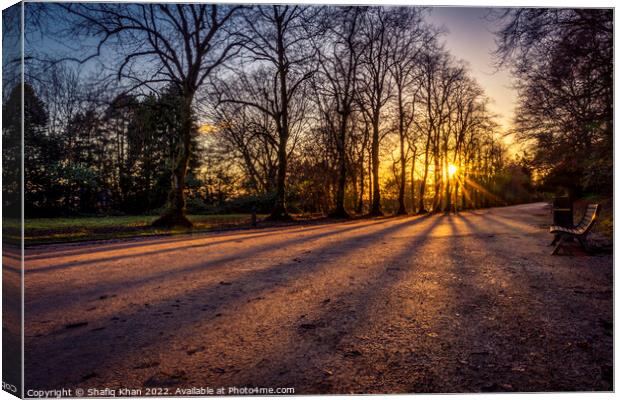 Winter Sunset at Corporation Park, Blackburn Canvas Print by Shafiq Khan