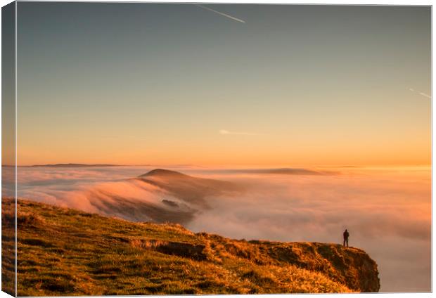 Cloud Inversion pouring over the ridge at Mam Tor Canvas Print by Chantal Cooper