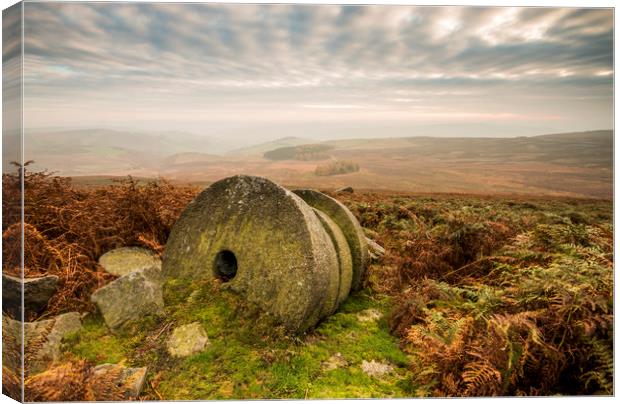 Abandoned Millstones in the Peak District Canvas Print by Chantal Cooper