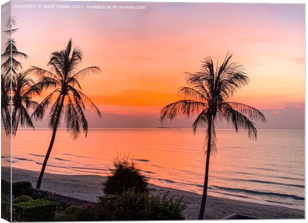 A picturesque tropical crimson coastal sunrise sea Canvas Print by Geoff Childs