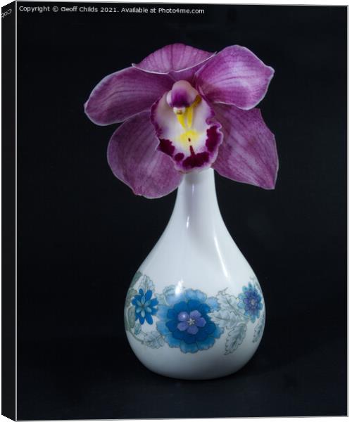  Pretty Purple pink Cymbidium Orchid in a Vase on  Canvas Print by Geoff Childs