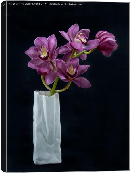  Pretty Purple pink Cymbidium Orchid in a Vase  Canvas Print by Geoff Childs