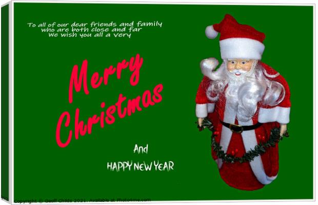  Christmas theme image with Xmas Greeting  Canvas Print by Geoff Childs