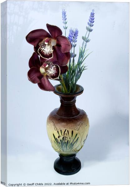  Purple Cymbidium Orchids (Boat Orchids) in a vint Canvas Print by Geoff Childs
