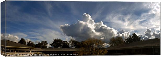 Magnificent white panoramic Cumulonimbus cloud in blue sky. Aust Canvas Print by Geoff Childs