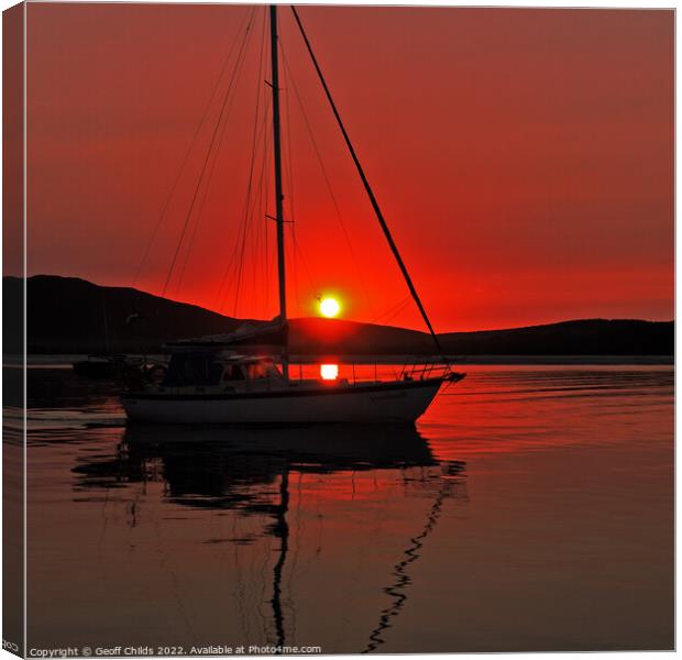  Nautical sunrise seascape with water reflctions. Canvas Print by Geoff Childs