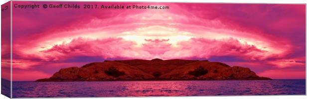 Awesome tropical island Sunset Panorama. Canvas Print by Geoff Childs