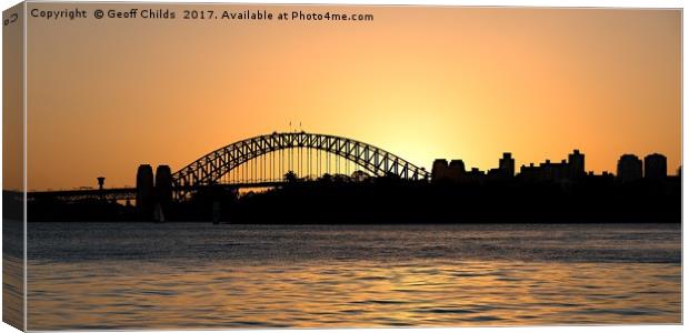 Sydney Harbour Bridge sunset sillhouette. Canvas Print by Geoff Childs