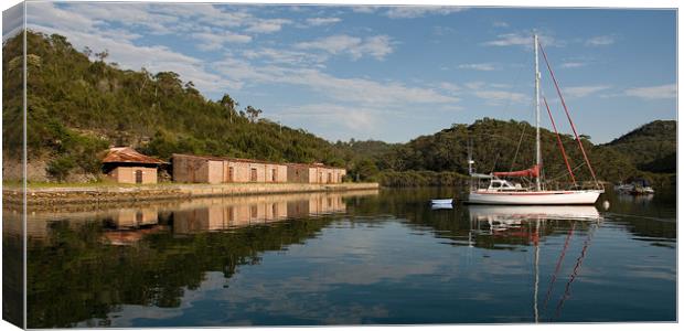 Sydney, Moored boat, Bantry Bay. Canvas Print by Geoff Childs