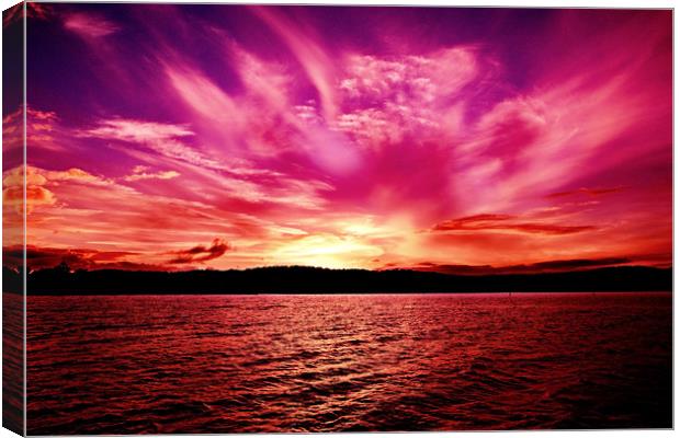 Spectacular Pink Orange Violet Ocean Sunset. Austr Canvas Print by Geoff Childs