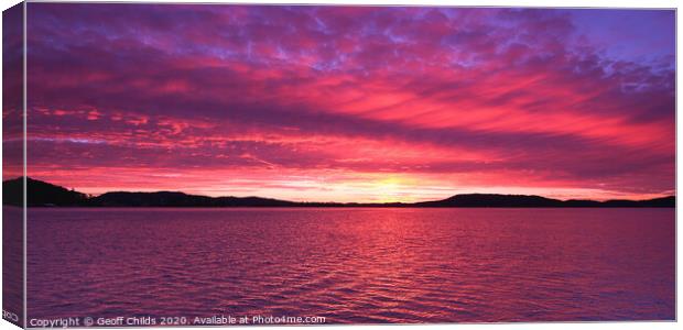 Magenta coloured altostratus cloudy Sunrise. Canvas Print by Geoff Childs