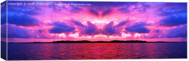 Pink cloudy sunset over water. Canvas Print by Geoff Childs