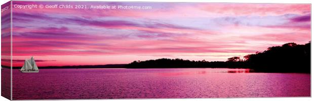 Nautical pink sunset seascape panorama. Canvas Print by Geoff Childs
