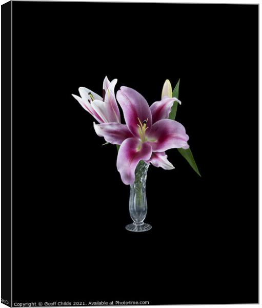  Pretty purple Lily in a Vase.  Canvas Print by Geoff Childs